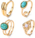 4-7PCS Boho Knuckle Ring Sets for Women Gold Green Gem Ring Sets Stackable Vintage Green Knuckle Gems Rings Good Luck Midi Finger Rings Set Thumb ...