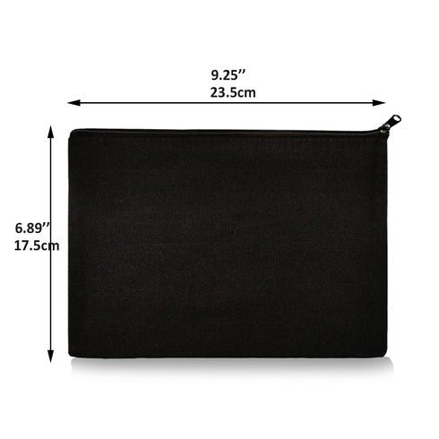 Koolmox 20 Makeup Bags in Bulk, 9x7 Large Plain Black Canvas Pouch with Zipper, Cotton Cosmetic Bags Wholesale for Painting, Heat Transfer Printin...