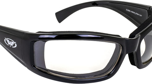 Global Vision Transition Stray Cat 24 Motorcycle Sunglasses With Clear to Smoke Anti-Fog Photochromic Lens...