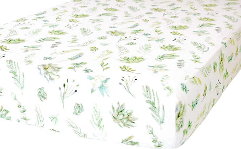 100% Cotton Fitted Crib Sheet - Premium Baby Bedding - Soft, Breathable & Durable - Succulents Print...