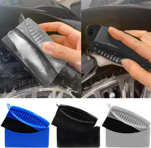 Tire Dressing Applicator, 3 Pieces Tire Shine Applicator with Lid, Reusable Tire Sponge Applicator for Car Truck Tires Waxing Polishing Cleaning...