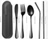 Portable Utensils Set with Case, 4pcs Stainless Steel Reusable Silverware for Lunch Camping School Picnic Workplace Travel, Lunch Box Includ Fork ...
