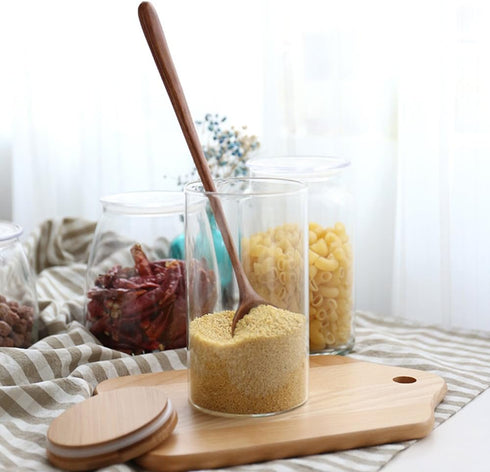 Long Spoons Wooden, 5 Pieces Korean Style 10.9 inches 100% Natural Wood Long Handle Round Spoons for Soup Mixing Stirrer Kitchen Tools Utensils, F...