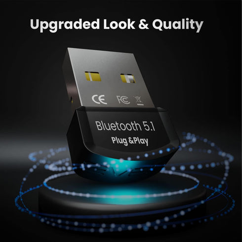 USB Bluetooth Adapter for PC 5.1 - Bluetooth Dongle 5.1 USB Bluetooth Dongle for PC - Windows 11/10 Plug and Play. for Computer Desktop, Laptop, M...