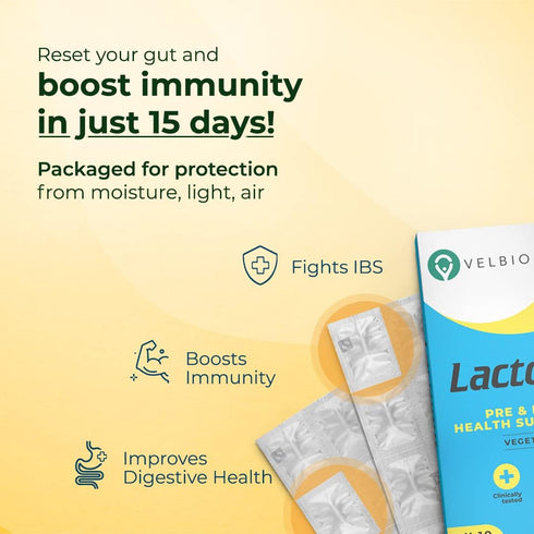 Lactogut Probiotics Supplement for Immunity and Digestive Health, Gut Health Multi Strain and Site-Specific Pre-Probiotic Formula Helps in Ibs and...