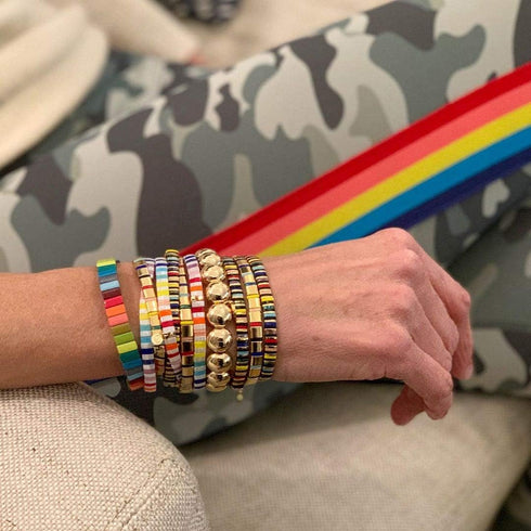 KELITCH Stretch Bracelets Colorful Stackable Tila Bead Bracelets Women Friendship Bracelets Bohemian Jewelry...