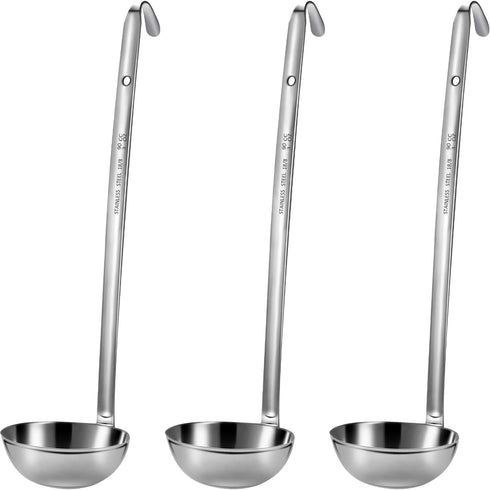 meekoo 3 Pieces Stainless Steel Ladle Soup Handle Ladle with Pouring Rim for Kitchen Cooking Soup Sauce(3 oz)...