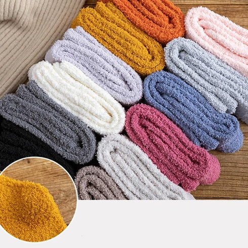 Winter Warm Coral Fleece Thermo Socks Women Knee High White Socks for Girls Soks Solid Thicken Plush Sleep Socken...