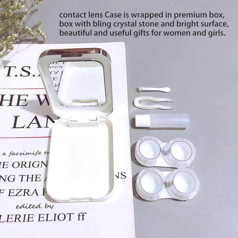 Contact Lens Case, Two Pack Portable Contact Lenses Travel Cases with Remover Tool Tweezers Mirror Solution Bottle Contacts Holder Container Stora...