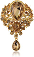 Wedding Bridal Big Crystal Rhinestone Bouquet Brooch Pin for Women (gold)...