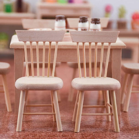 Toyvian 6 pcs 1: 12 Scale Dollhouse Chairs Mini Wood Chair Miniature Furniture Photograph Layout Props for Dollhouse Lanscape Garden...