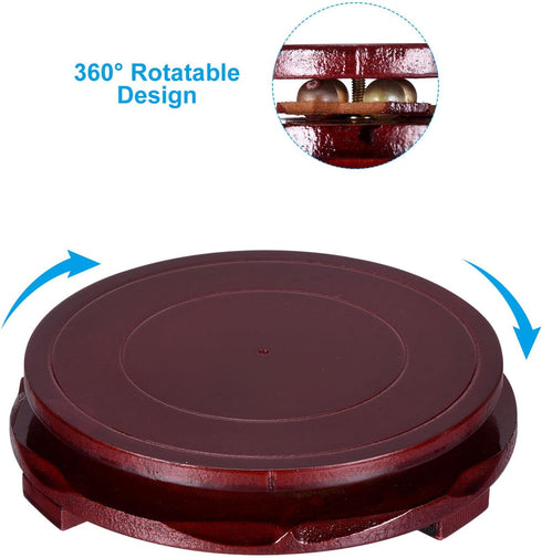 PATIKIL Planter Display Stand, 6.7 Inch Dia Round Bonsai Stand Imitation Wood Style Rotatable Home Decor Display for Table Lamp Teapot Base...