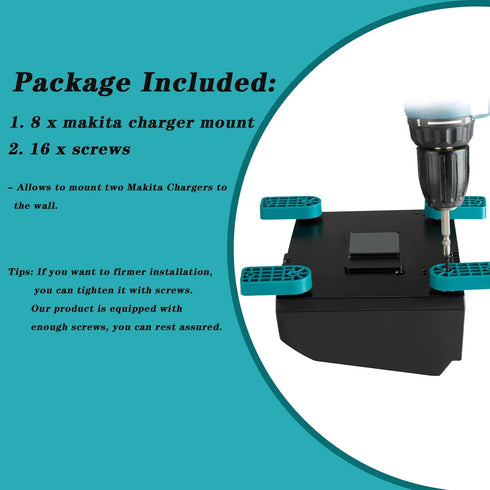 2 Pack Makita Charger Holder, Charger Mount for Makita DC18RC DC18RD DC18RA DC18RF DC18SC DCB18SD DC18SF Chargers(Single & Double & 4-Port Charger...