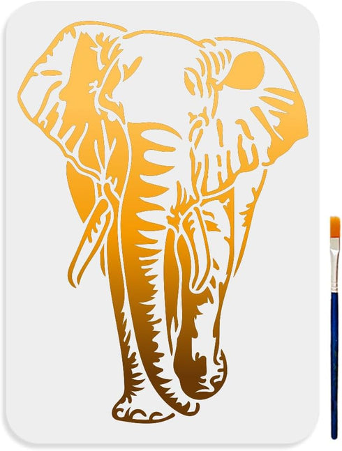 Elephant Stencil 11.7×8.3inch Large Forest Animals Painting Stencil with Paint Brush Reusable Jungle Animal Drawing Templates for Wood Canvas Pape...
