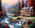 Kaliosy 5D Diamond Art Painting Country Riverside by Number Kits, Paint with Diamonds Art Landscape Forest DIY Full Drill, Crystal Craft Cross Sti...