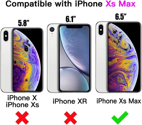 Asuwish Phone Case for iPhone Xs Max Wallet Cover with Tempered Glass Screen Protector and Leather Flip Credit Card Holder Stand Cell i X XR Xsmax...