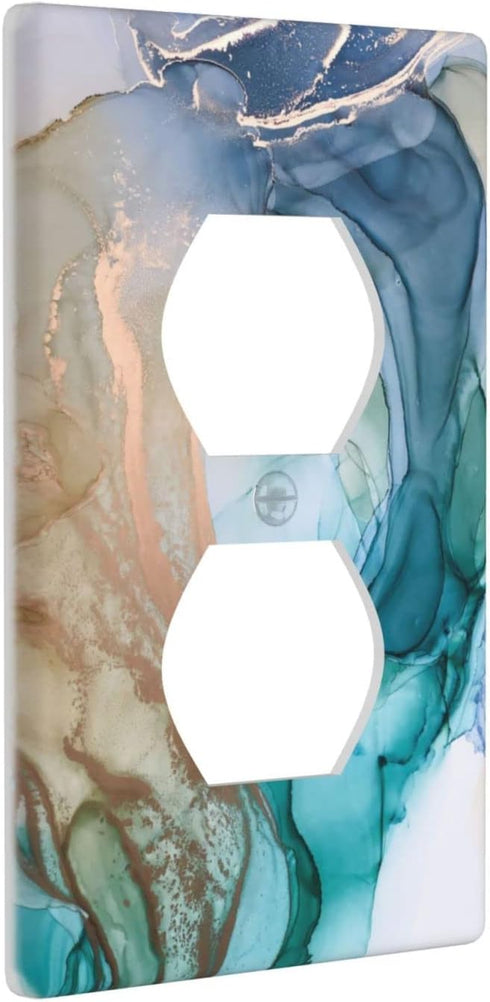 Marble Light Switch Cover Single Outlet Duplex Wall Plate Decorative 1 Gang Faceplate Electrical Receptacle Covers for Kitchen Teens Girls Room Bl...