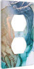 Marble Light Switch Cover Single Outlet Duplex Wall Plate Decorative 1 Gang Faceplate Electrical Receptacle Covers for Kitchen Teens Girls Room Bl...
