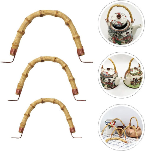 Angoily Rattan Teapot Handle Japanese Teapot Handle Replacement for Ceramic Pot Pottery Tea Pots Replacement Handle Accessories 3pcs...