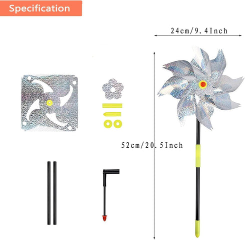 Reflective Pinwheels, Extra Sparkly Pinwheel for Garden Decor, Bird Devices Deterrent to Scare Birds Away from Yard Patio Farm?Suitable for Vegeta...