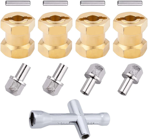 HobbyPark RC Brass Spacers 12mm Wheel Hex Hubs Extenders for 1/10 RC Crawler Axial SCX10 Wheels Extension Hex Drive Adapter (15mm)...