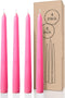 CANDWAX 8 inch Taper Candles Set of 4 - Dripless and Smokeless Candle Unscented - Slow Burning Candle Sticks - Pink Candles Taper...