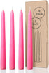 CANDWAX 8 inch Taper Candles Set of 4 - Dripless and Smokeless Candle Unscented - Slow Burning Candle Sticks - Pink Candles Taper...