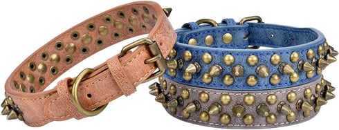 Mushrooms Spiked Rivet Studded Adjustable Pu Leather Pet Collars for Cats Puppy Dogs (12"-14.5" Neck, A Grey)...