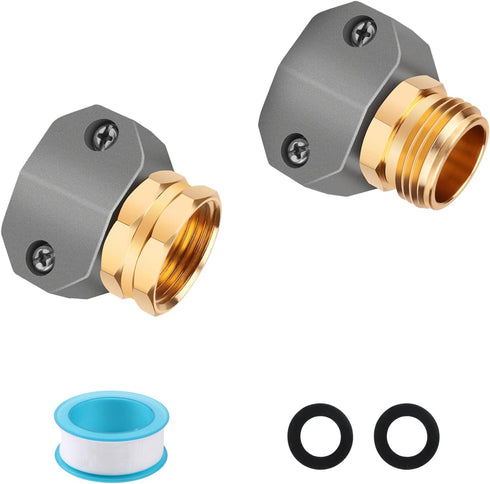 Garden Hose Repair Kit, Zinc and Aluminum Male and Female Hose End, Suitable for 3/4 Inch and 5/8 Inch Garden Hoses (Female+Male)...