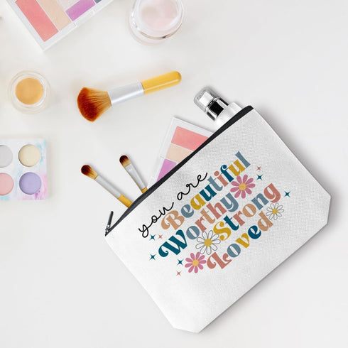 Mental Health Makeup Bag Positive Affirmations Motivational Gifts Health Cosmetic Travel Bag for Women Counselor Therapist Psychologist Mom Bestie...