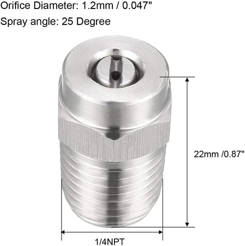 uxcell Pressure Washer Nozzle, 1/4NPT Thread Spray Tip (25 Degree, 1.2mm Orifice Diameter)...