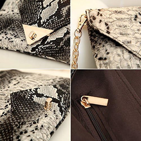 Mily Women's Clutch Bag Messenger Shoulder Handbag Tote Bag Purse-Snakeskin clutch Envelope...