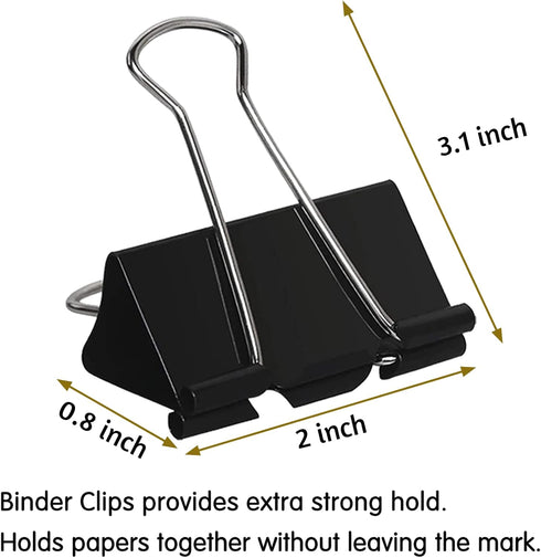 2 Inch Extra Large Binder Clips 48 Pack, Jumbo Paper Clips, Big Paper Clamps, Binder Clips Large Size for Home, School and Office Supplies...