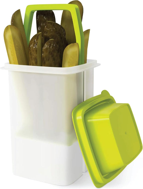 Home-X Pickle Container with Strainer - BPA Free Jalapeno Container for Mess-Free Storage of Condiment Food - Pickle Holder with Easy to Open Lid ...