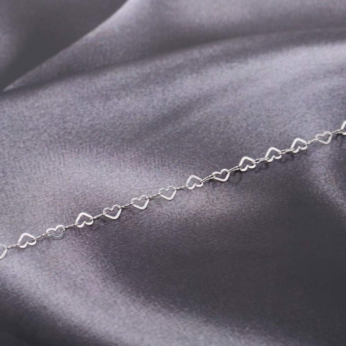 Sterling Silver Jewelry - Rhodium Plated 925 Stamp - Interlinked Multi Open Heart Anklet - Stylish Beautifully Designed for Women - 9" Long + 1" E...