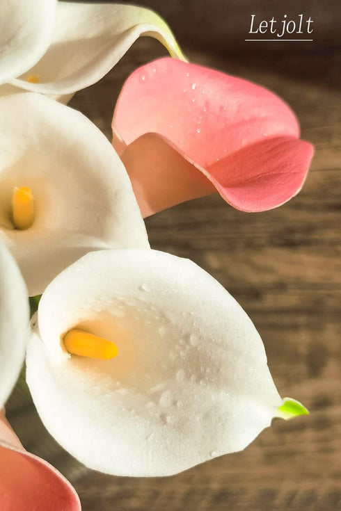 Letjolt Artificial Calla Lily White Flowers 12Pcs Fake Flower Bouquet for Home Decoration Wedding Party Decor, Yellow White...