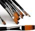 9pcs Flat Pointed Tip Nylon Hair Acrylic Watercolor Brush Artists Paint Brush Set Black...