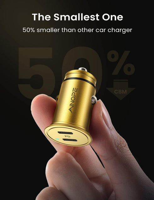 40W Car Charger Mini USB C Car Charger Fast Charging, PD 3.0 Dual Port Cigarette Lighter USB Charger, All Metal Car Charger USB C Compatible with ...