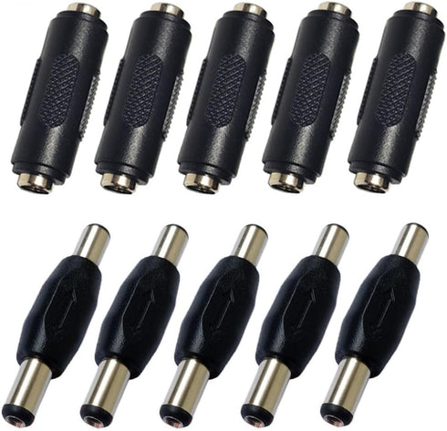10PCS DC Power Connector Adapter 5.5x2.1mm, Male to Male Coupler Plug,Female to Female Jack Socket for CCTV Security Camera Led Strip...