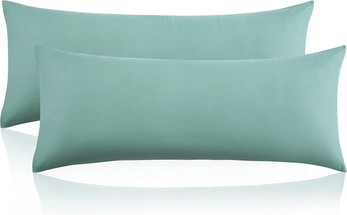 Entisn 2Pcs Body Pillowcases Cover, 1800 Thread Count Brushed Microfiber Body Pillow Case Set Soft and Cozy with Hidden Zipper - 20" x 48", Sage G...