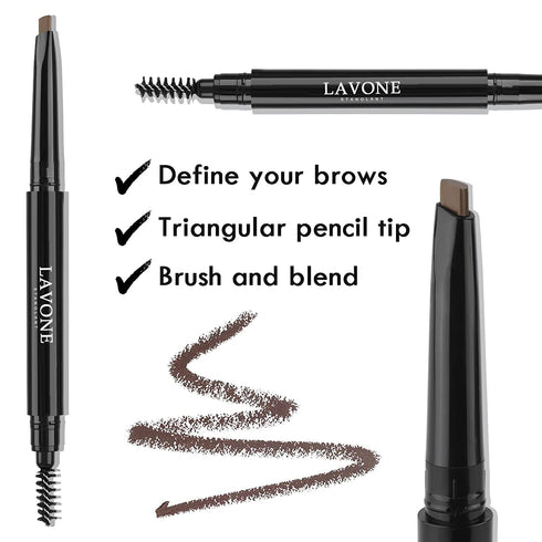 LAVONE Eyebrow Stamp Pencil Kit for Eyebrows, Makeup Brow Stamp Trio Kit with Waterproof Eyebrow Pencil, Eyeliner, Eyebrow Pomade, and Dual-ended ...