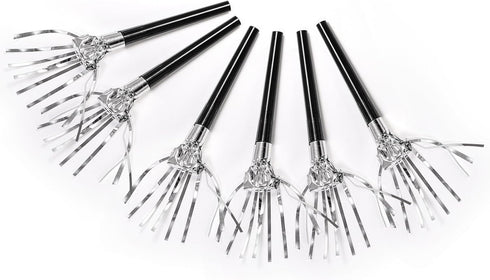 60 Packs Silver Noise Makers, Metallic Fringed Party Blowers, Horns Musical Blowouts Whistles for Birthday Party, Sporting Events, Graduation, Par...