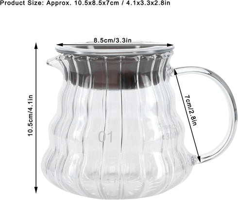 Fdit Transparent High Borosilicate Glass Coffee Pot Exquisite Coffee Maker Kettle Teapot Supply with Rubber Cover for Home Hotel Office(1#) Coffee...