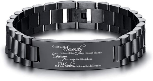 VNOX Engraving Quote Bible Verse Prayer Adjustable Stainless Steel Motivational Inspirational Encouragement ID Bracelets for Men Boys...