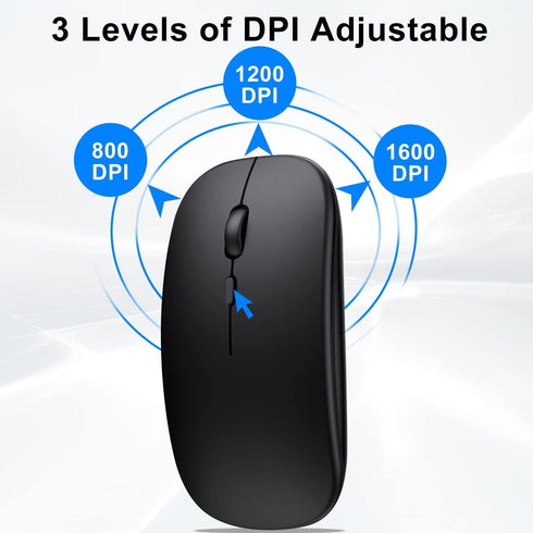 Wireless Bluetooth Mouse for iPad/MacBook Pro/Air/Laptop/pc Rechargeable Silent Mouse Portable Slim for Surface Pro/Lenovo/Samsung Tablet (Black)...