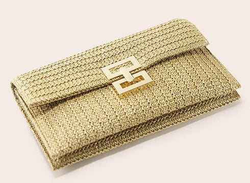 Obosoyo Summer Straw Clutch Purses for Women Boho Woven Beach Bag Envelope Wallet Flap Handbags Cell Phone Evening Purse...