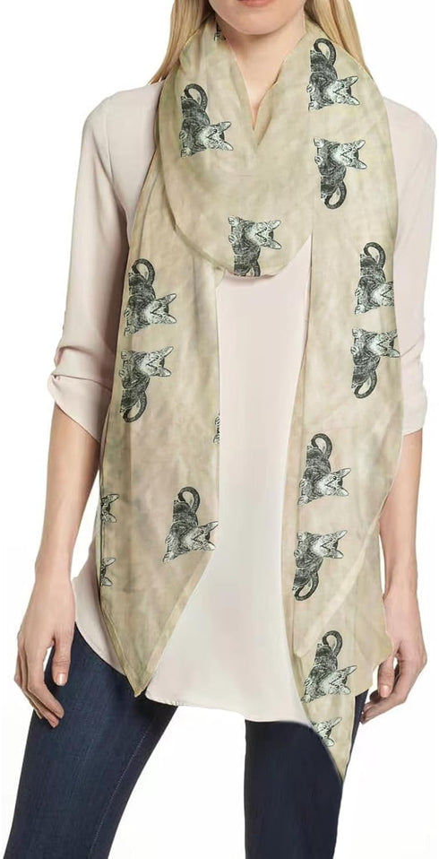 Lina & Lily Cat Print Women's Scarf Shawl Wrap Lightweight...