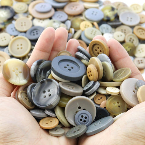 600 Pcs Resin Buttons Assortment Light Brown Buttons Gray Buttons for Crafts Tan Craft Buttons Bulk Assorted Sizes Buttons for Crafting Sewing DIY...