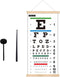 Eye Chart, Snellen Eye Chart for Eye Exams 20 Feet with Wood Frame 11x22 Inches, Canvas Low Vision Eye Test Wall Chart with Eye Occluder Hand Poin...