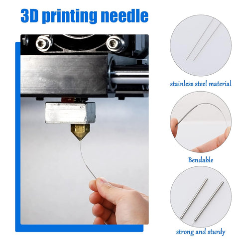 50 Pieces 3D Printer Nozzle Cleaning Kit,0.4 mm Stainless Steel Needles Cleaner 3D Printer Nozzle Cleaner 3D Printer Accessory...